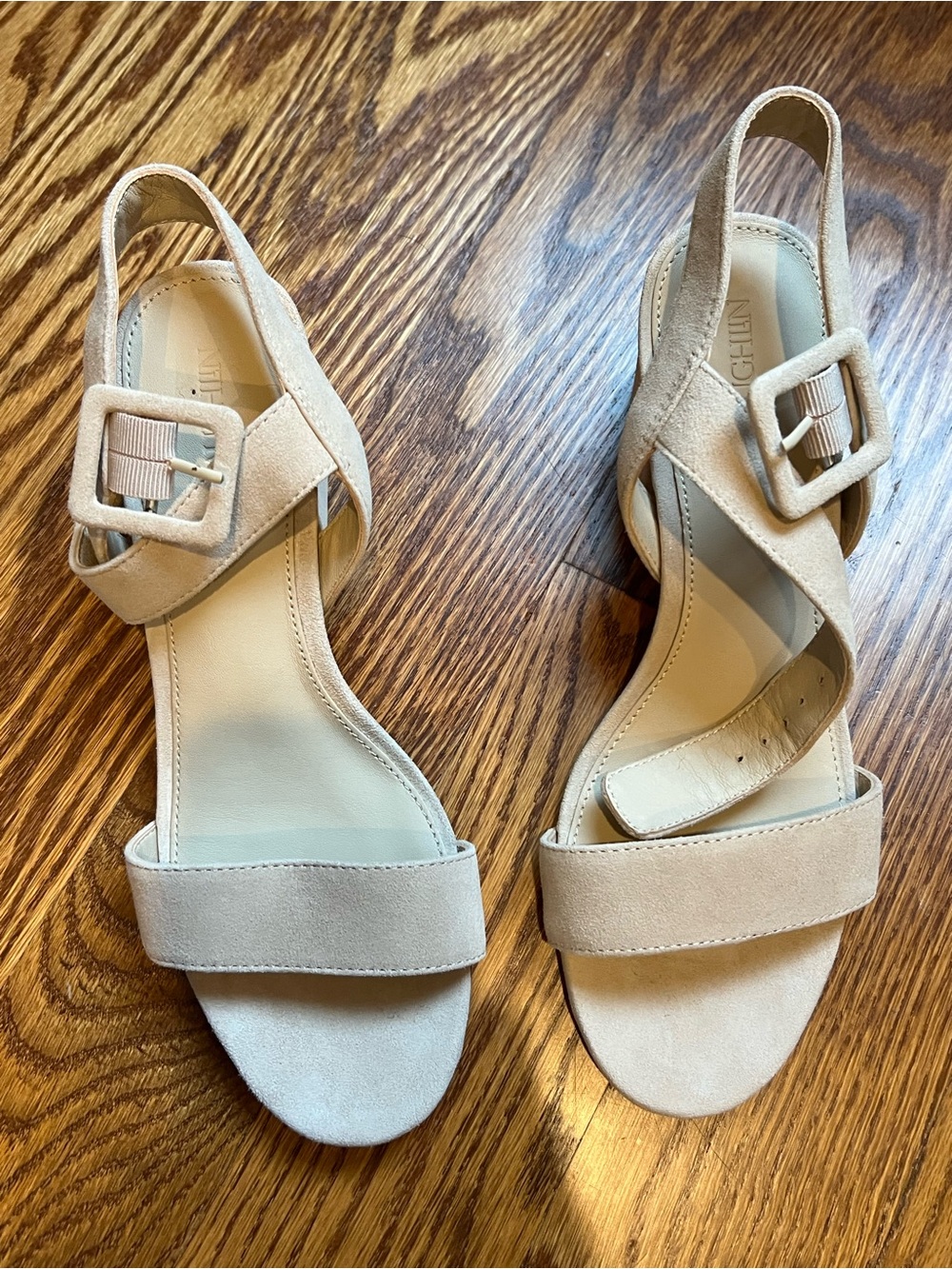 J. McLaughlin Boulevard Women's Beige Suede Slingback Sandals with Buckle